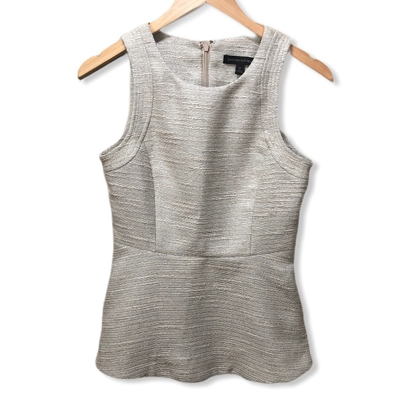 Banana Republic Tops - {Banana Republic} Ivory Peplum Metallic Knit Top